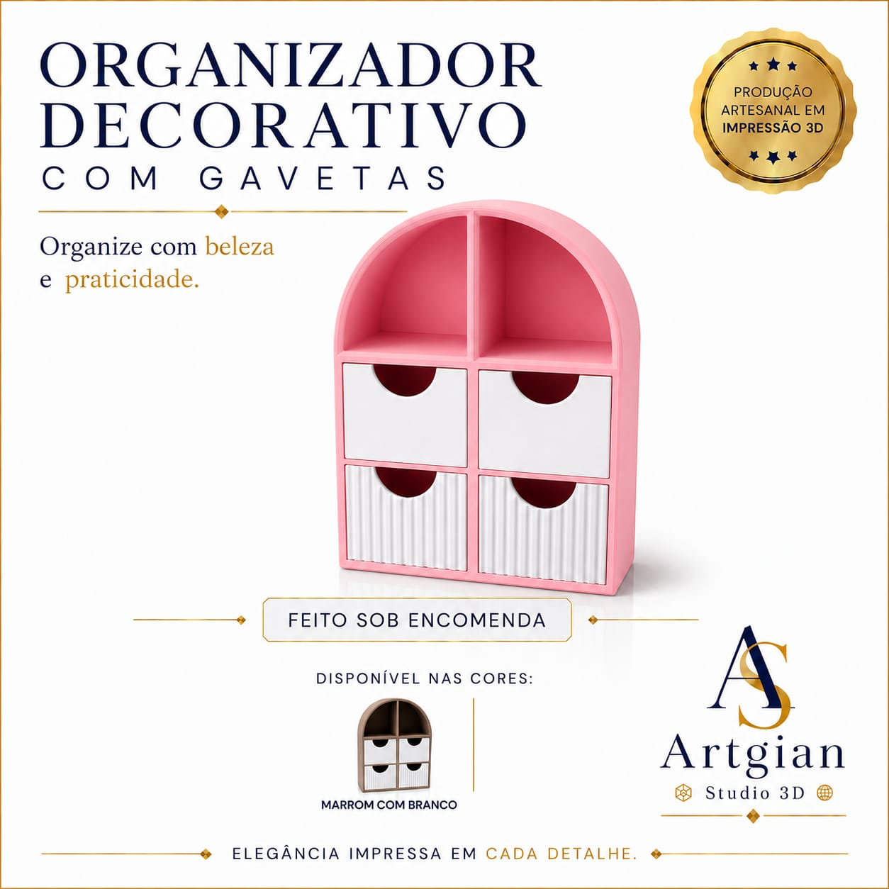 Detalhes e opções de cor do Organizador Arco